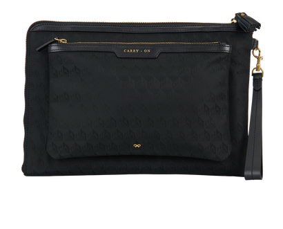Anya Hindmarch Logo Journey Essential Pouch, &pound;175, Accessories, Black, Nylon, Front view